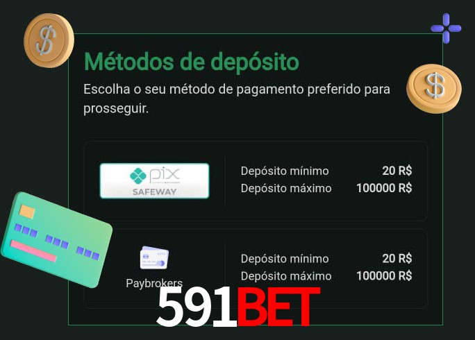 O cassino 591Bet oferece uma grande variedade de métodos de pagamento
